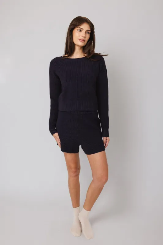 Odyssey Gray Boatneck Sweater + High Rise Sweater Shorts sold by IVL COLLECTIVE