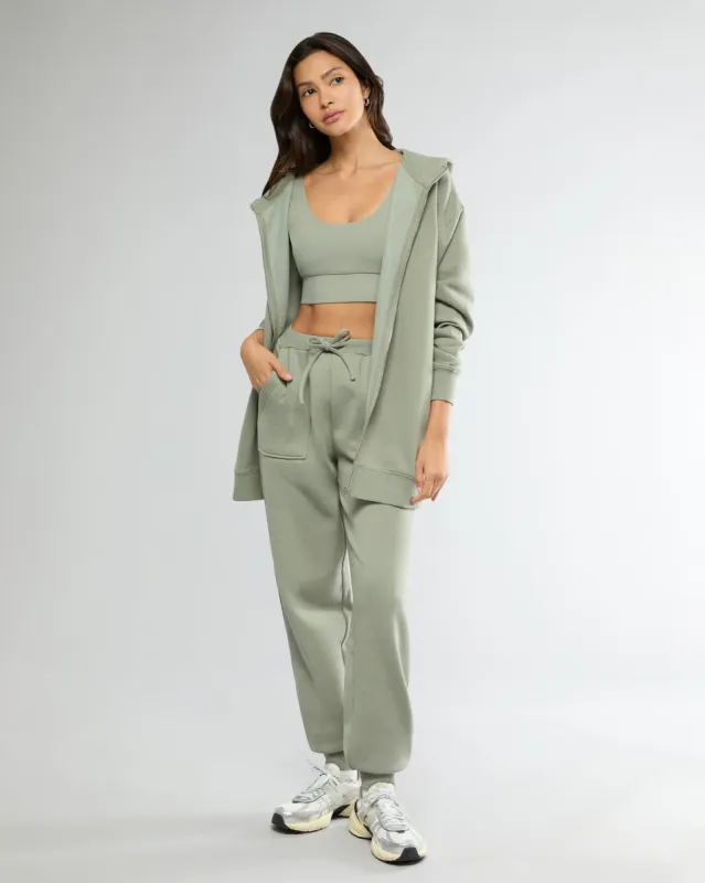 Shadow Green Longline Bra Top + High Rise Jogger + Oversized Zip-up Hoodie sold by IVL COLLECTIVE