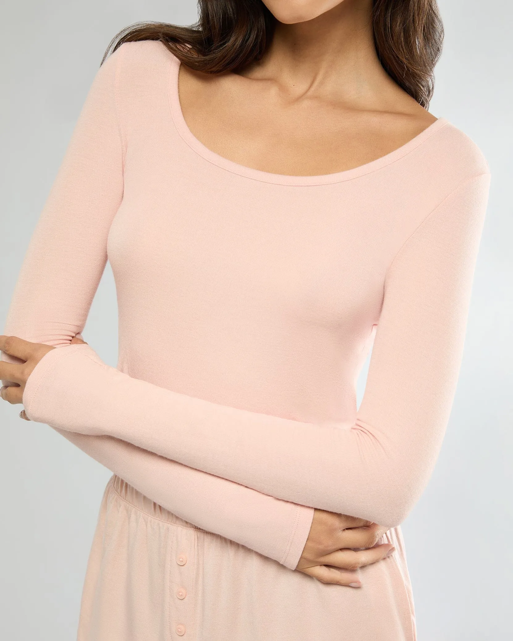 Long Sleeve Cropped Scoop Neck Top sold by IVL COLLECTIVE product image thumbnail 4