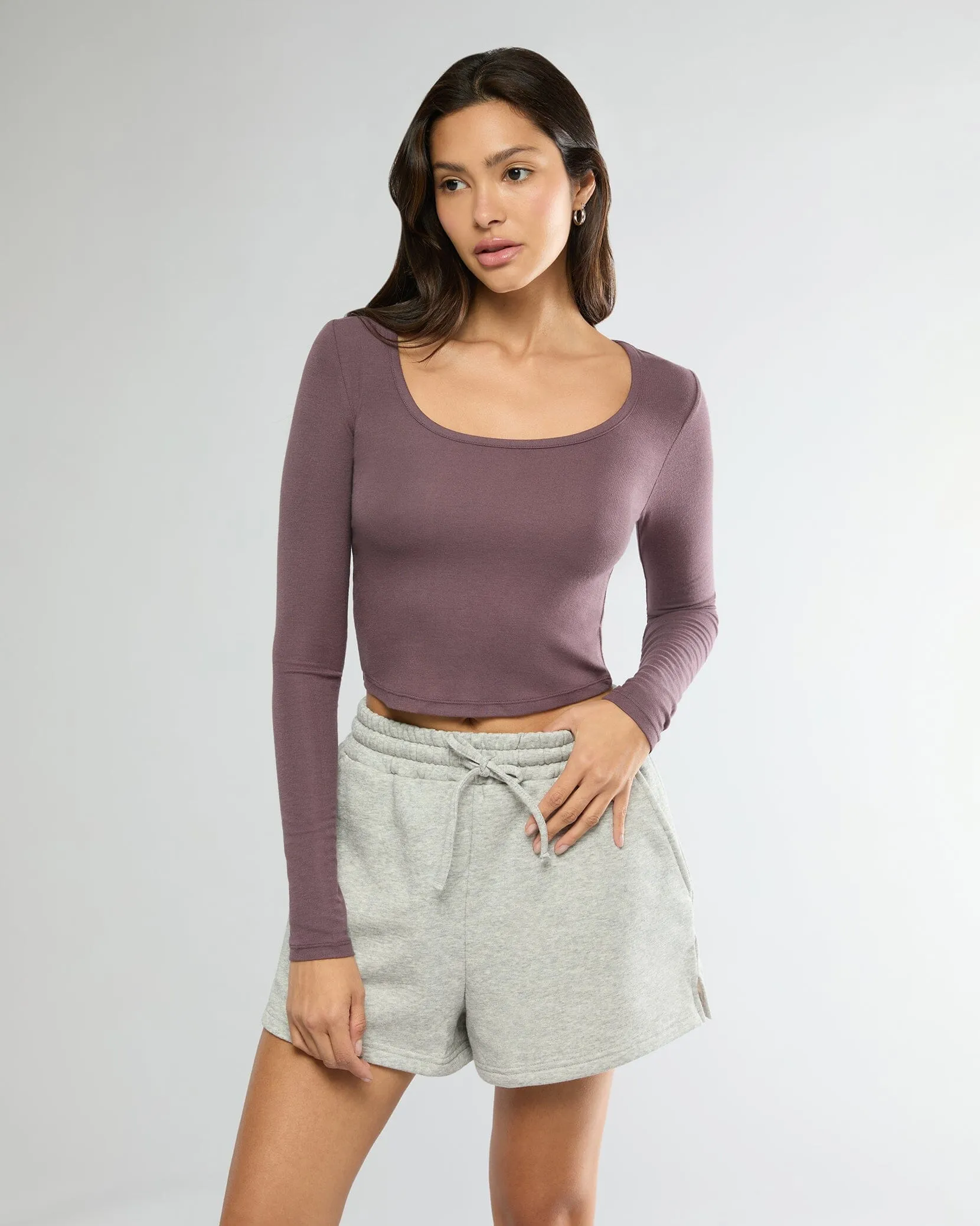 Long Sleeve Cropped Scoop Neck Top sold by IVL COLLECTIVE