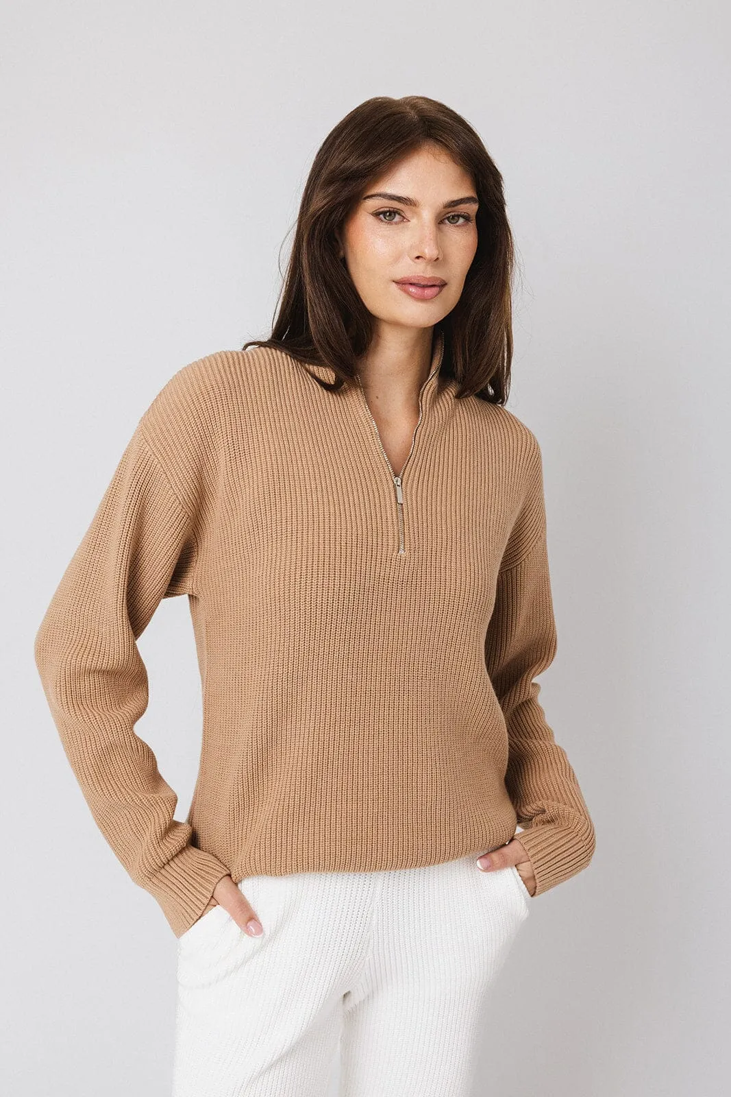 Funnel Neck Half-Zip Sweater sold by IVL COLLECTIVE