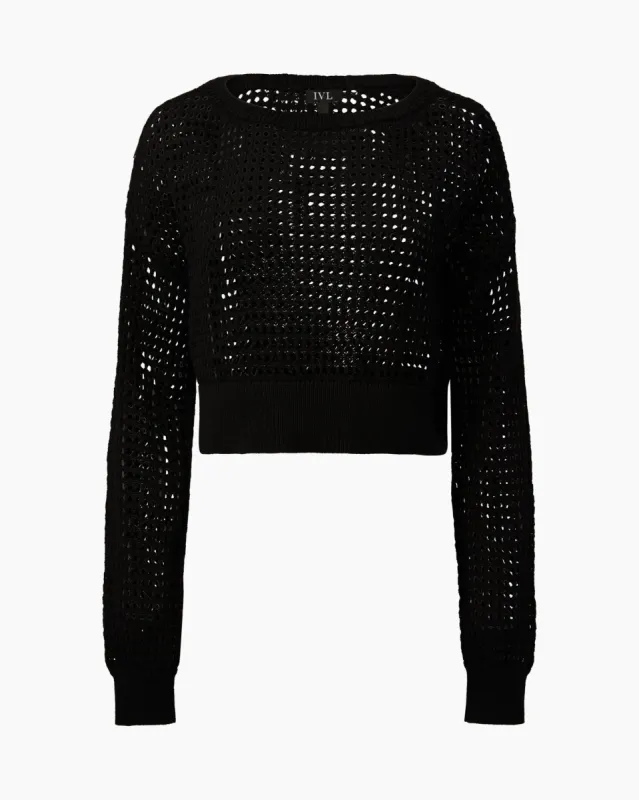 Knit Mesh Cropped Pullover sold by IVL COLLECTIVE