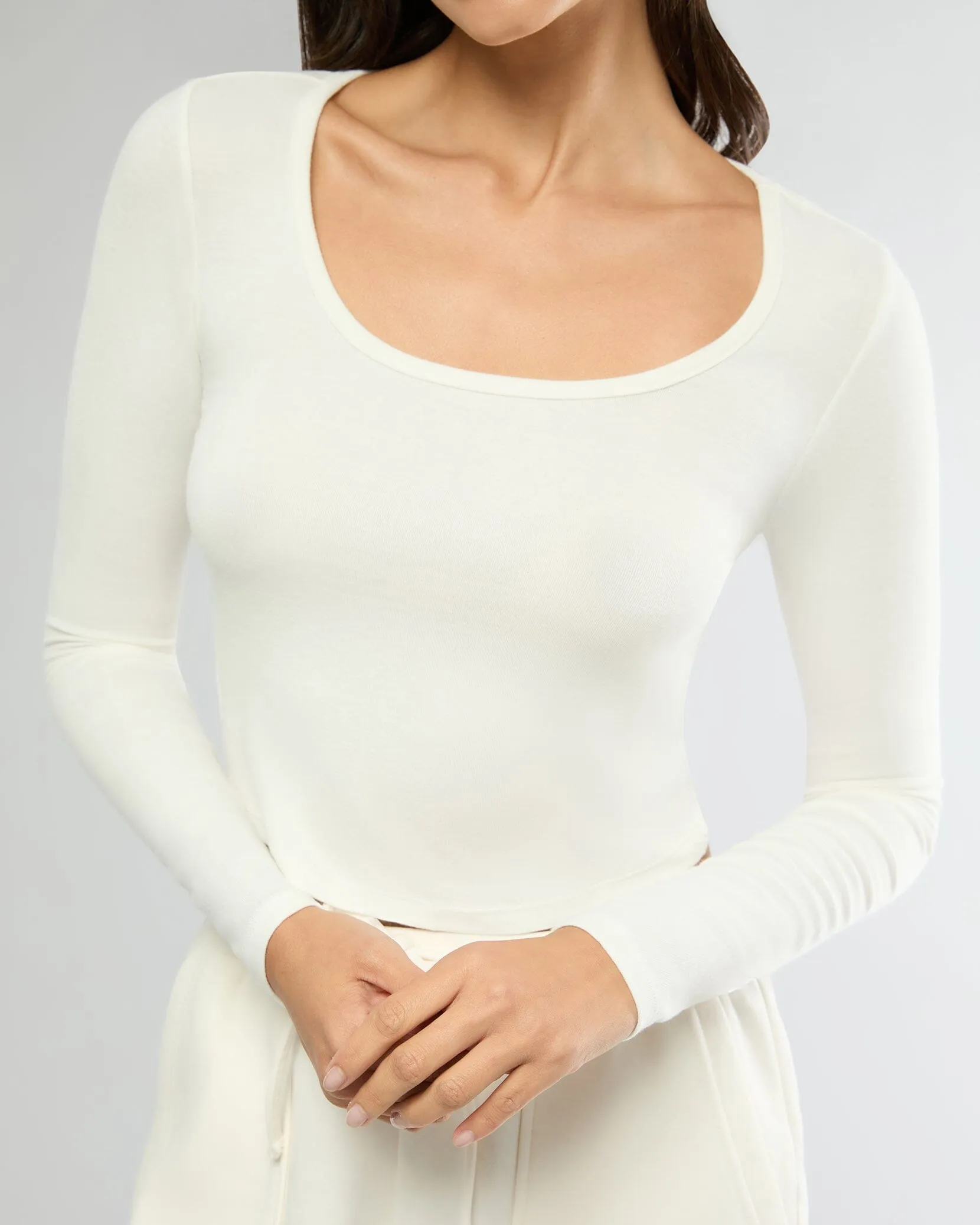 Long Sleeve Cropped Scoop Neck Top sold by IVL COLLECTIVE product image thumbnail 4
