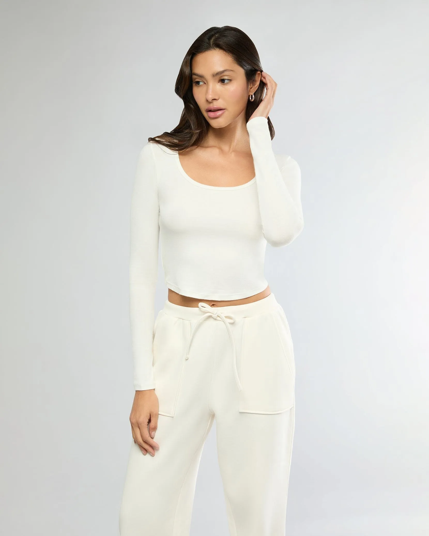 Long Sleeve Cropped Scoop Neck Top sold by IVL COLLECTIVE