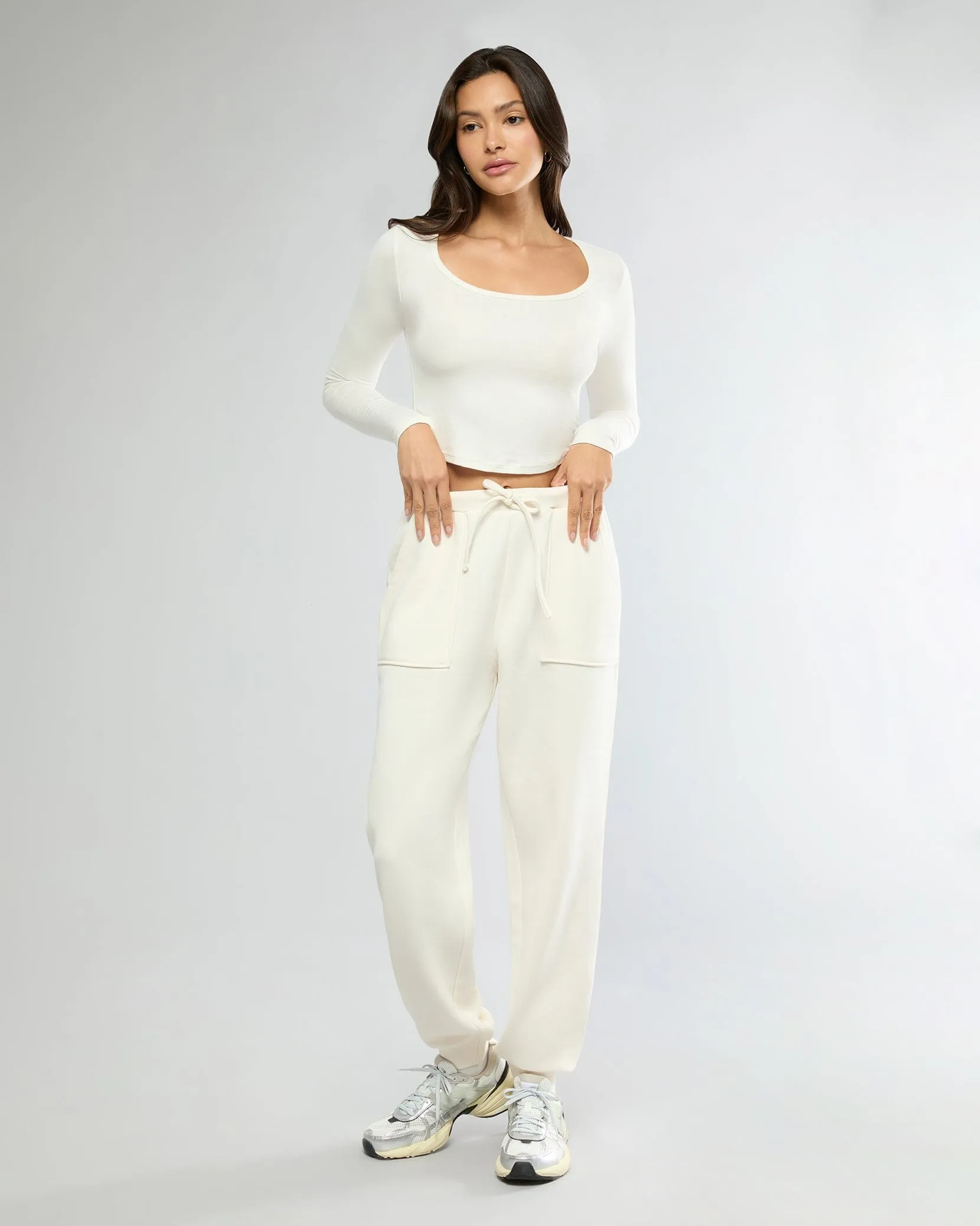 Long Sleeve Cropped Scoop Neck Top sold by IVL COLLECTIVE product image thumbnail 3