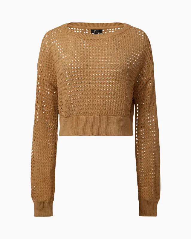 Knit Mesh Cropped Pullover made by IVL COLLECTIVE