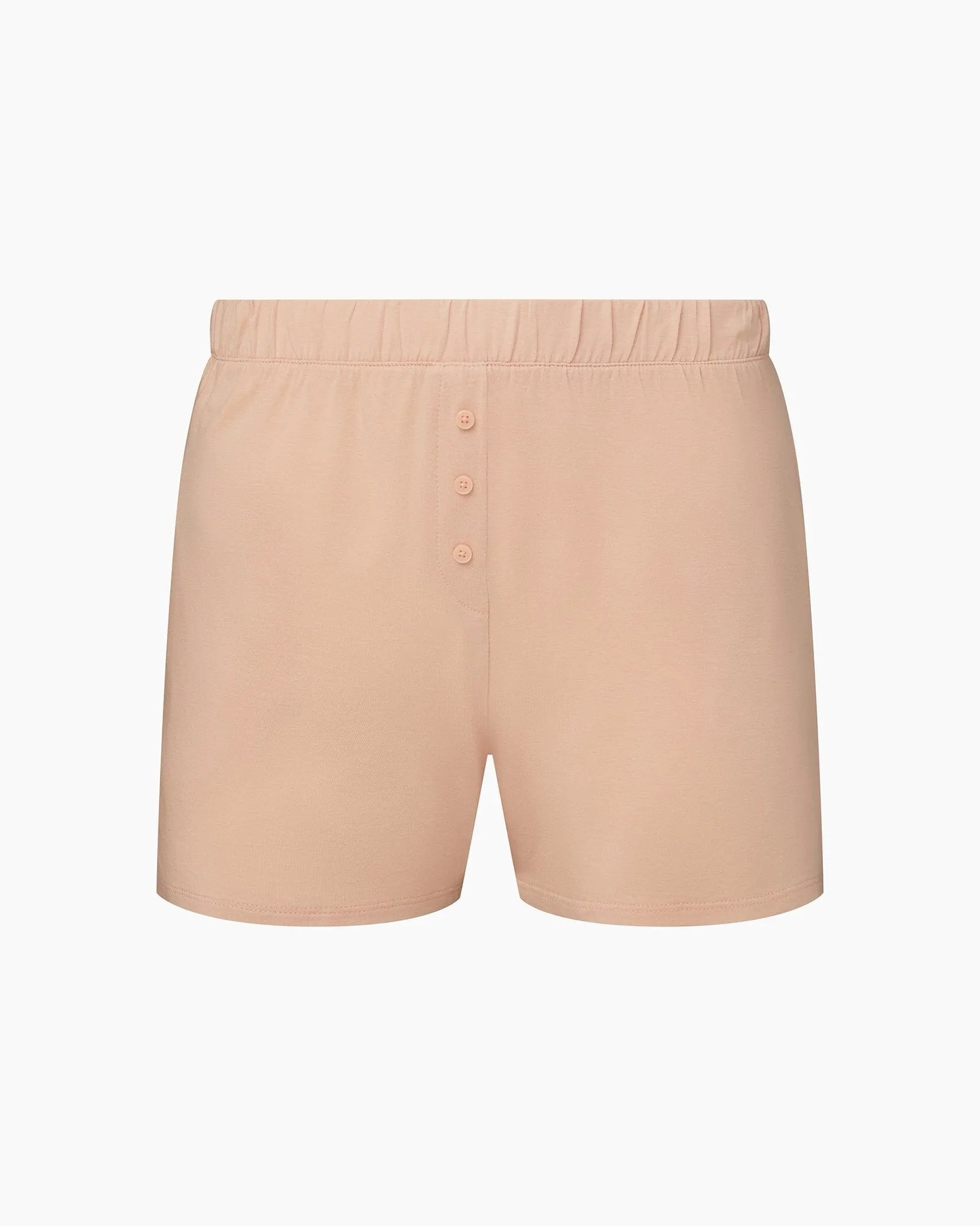 Soft Peach Boatneck Long Sleeve Sleep Tee + Boxer Pajama Short sold by IVL COLLECTIVE product image thumbnail 3