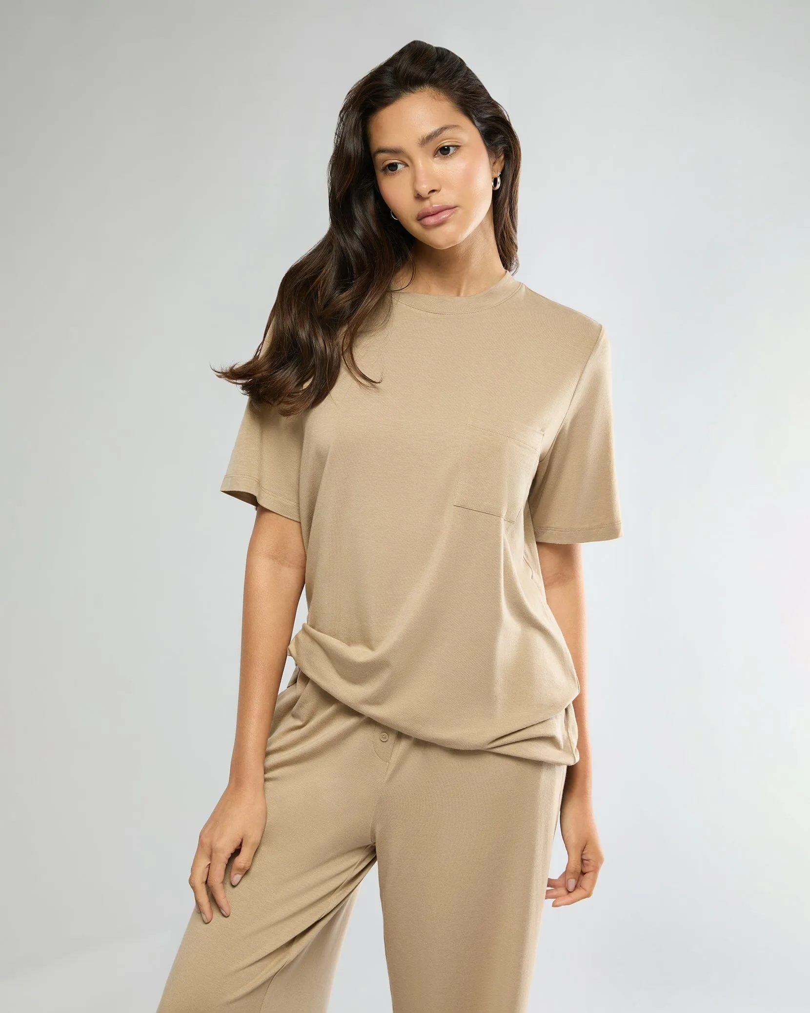 Warm Taupe Boyfriend Sleep Tee + Boxer Pajama Pant sold by IVL COLLECTIVE product image thumbnail 4