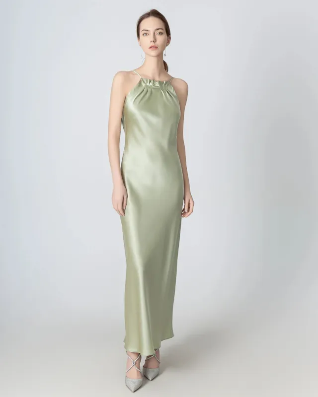 Halter Neck Maxi Silk Dress sold by DAISYSILK