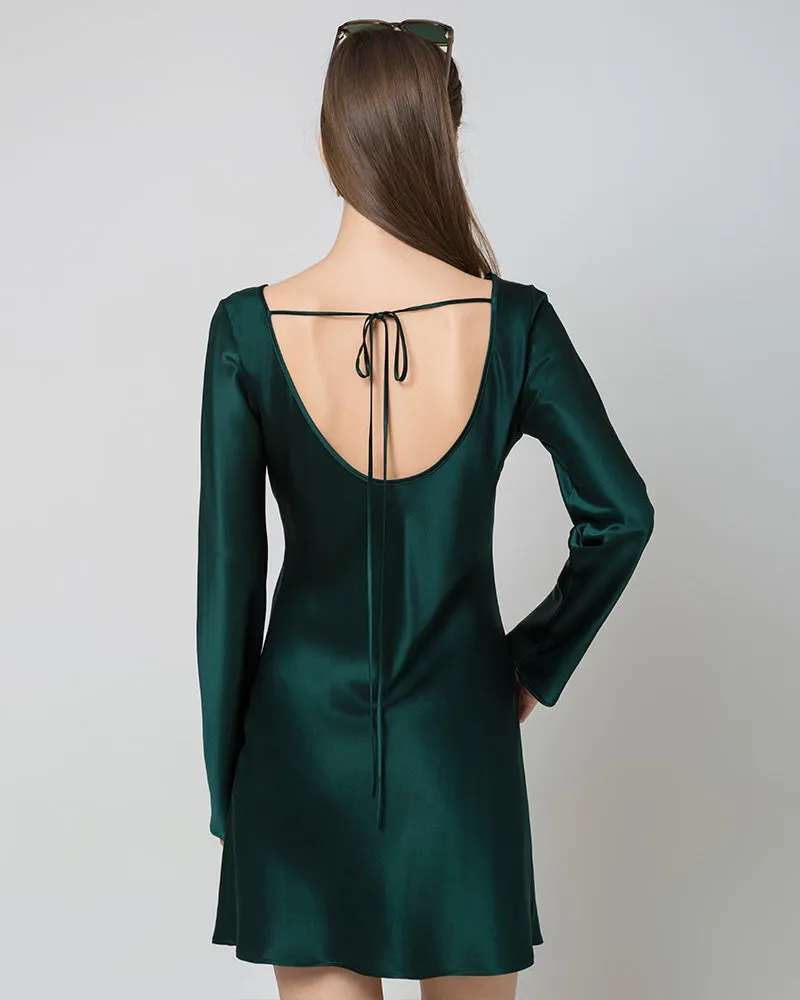 Silk Open-Back Long Sleeve Mini Dress sold by DAISYSILK product image thumbnail 4