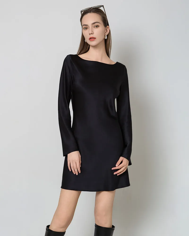 Silk Open-Back Long Sleeve Mini Dress sold by DAISYSILK