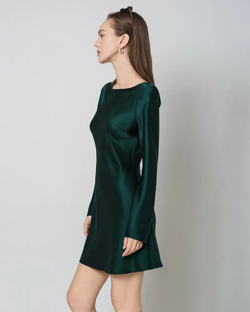 Silk Open-Back Long Sleeve Mini Dress sold by DAISYSILK product image thumbnail 5