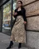 Silk Satin Bias Cut Long Leopard Print Skirt sold by DAISYSILK