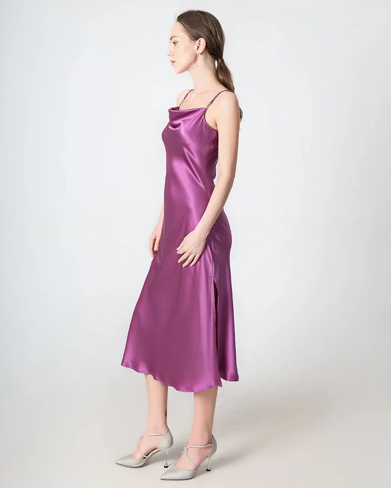 Slit Cowl Neck Midi Silk Dress sold by DAISYSILK product image thumbnail 4