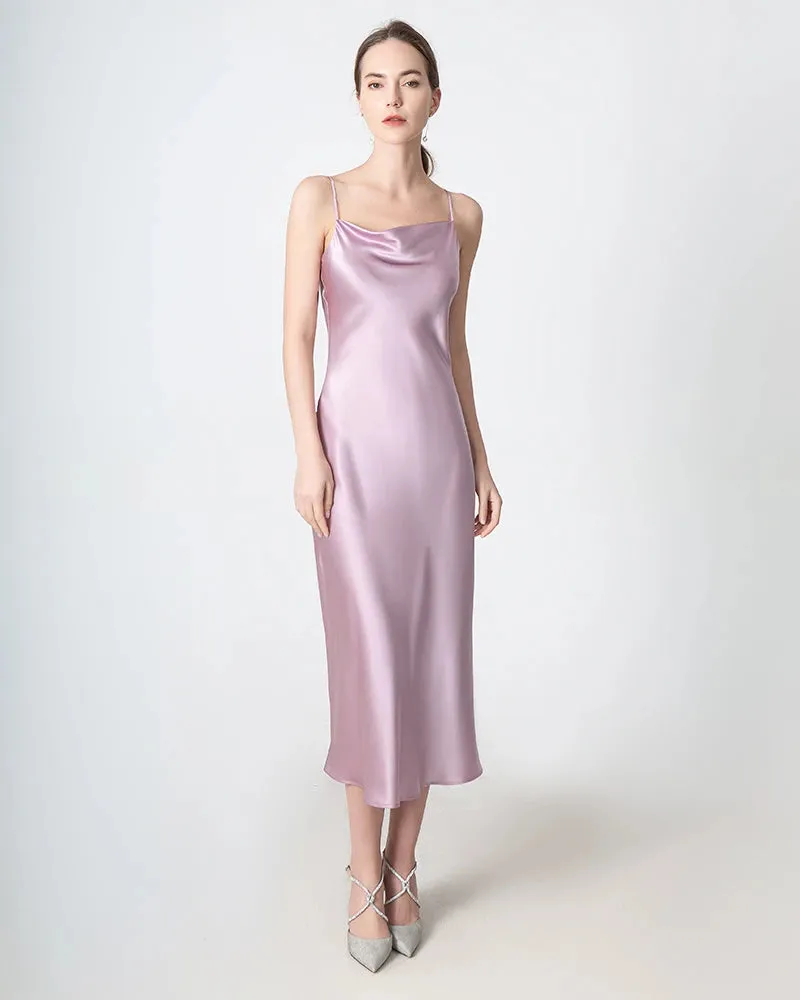 Slit Cowl Neck Midi Silk Dress sold by DAISYSILK product image thumbnail 5