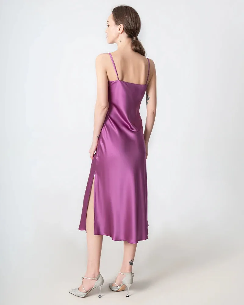 Slit Cowl Neck Midi Silk Dress sold by DAISYSILK product image thumbnail 2