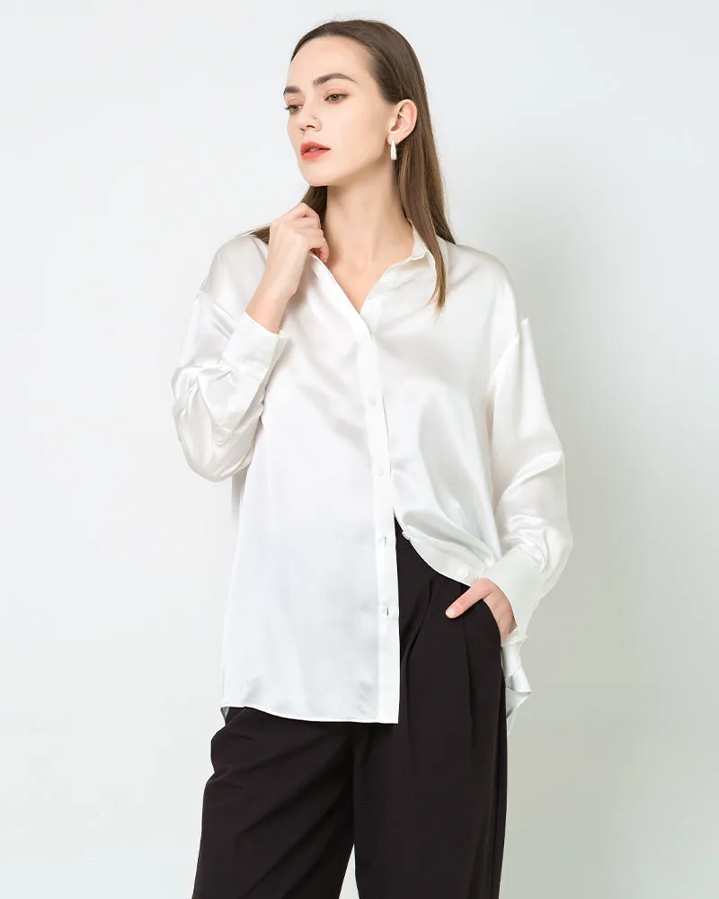 Relax Drop Shoulder Oversize Silk Shirt sold by DAISYSILK product image thumbnail 4