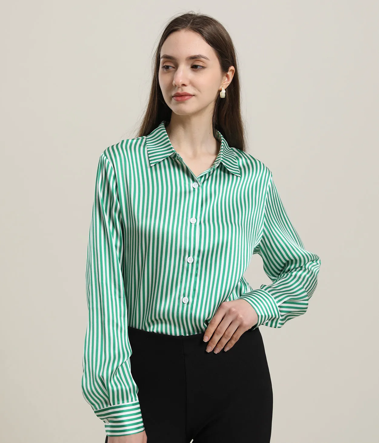 Stripe Silk Blouse for Women sold by DAISYSILK product image thumbnail 4