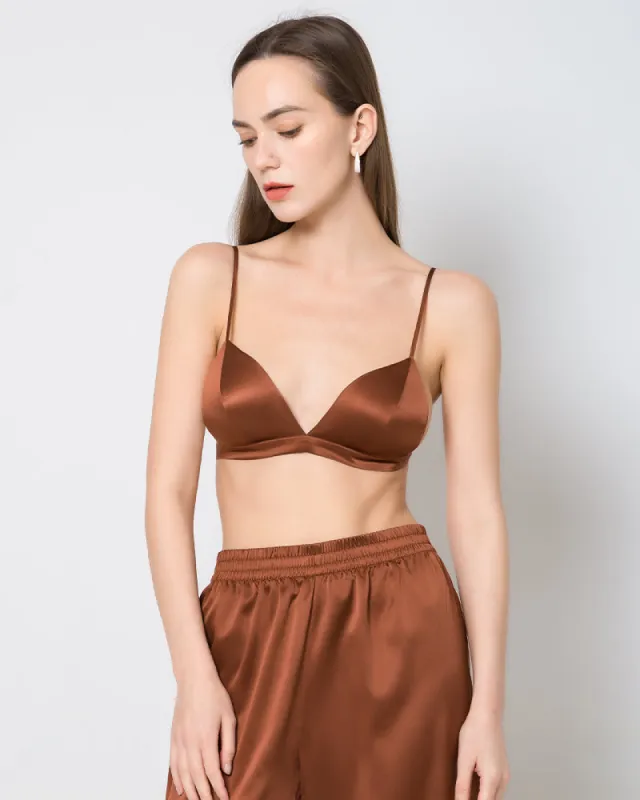 100% Silk Satin Soft Breathable Cap Wireless Bra sold by DAISYSILK