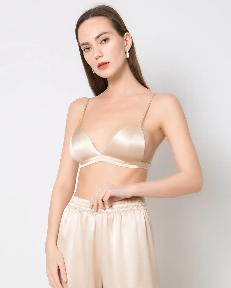 100% Silk Satin Soft Breathable Cap Wireless Bra sold by DAISYSILK product image thumbnail 4