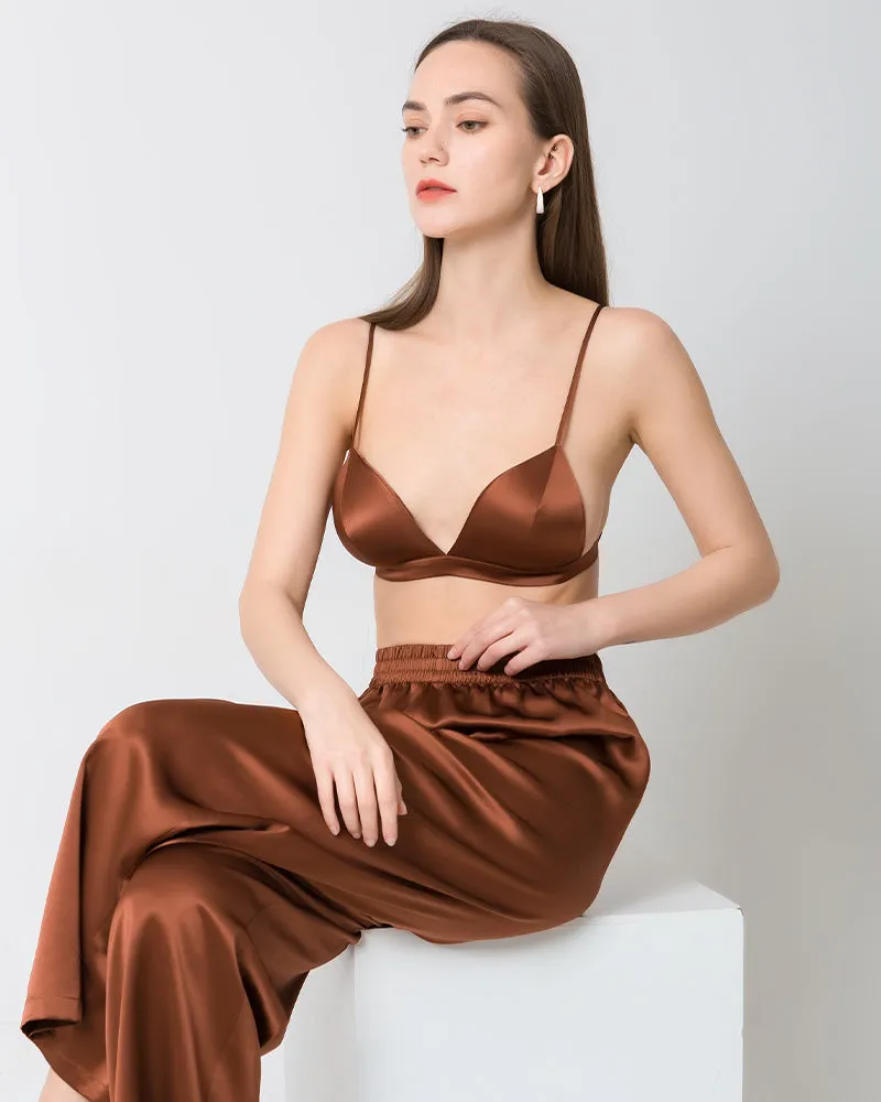 100% Silk Satin Soft Breathable Cap Wireless Bra sold by DAISYSILK product image thumbnail 3