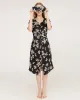 Daisy Print V-Neck Silk Midi Dress with Short Sleeves sold by DAISYSILK