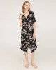 Daisy Print V-Neck Silk Midi Dress with Short Sleeves sold by DAISYSILK