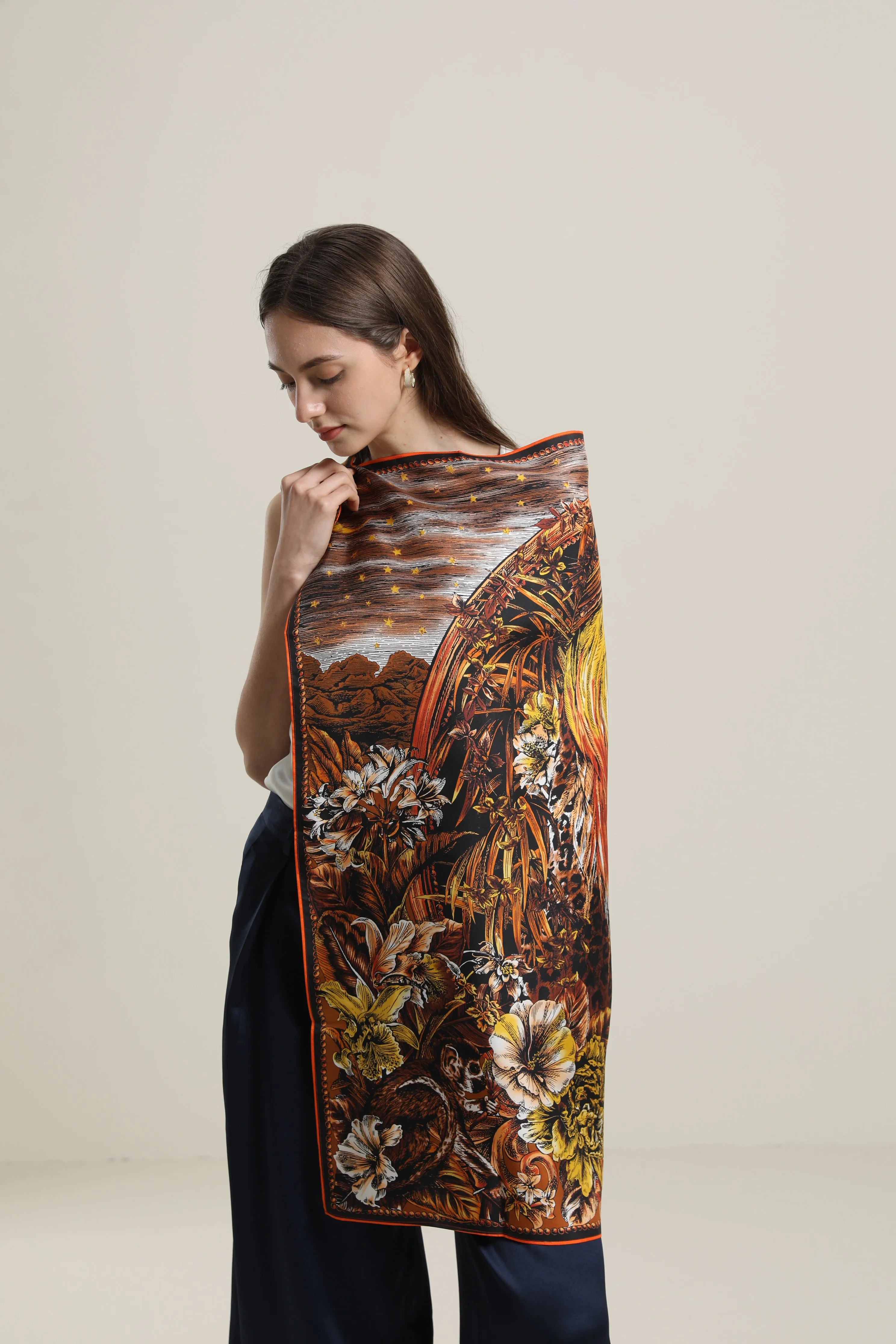 Vintage Tiger Silk Scarf sold by DAISYSILK product image thumbnail 3