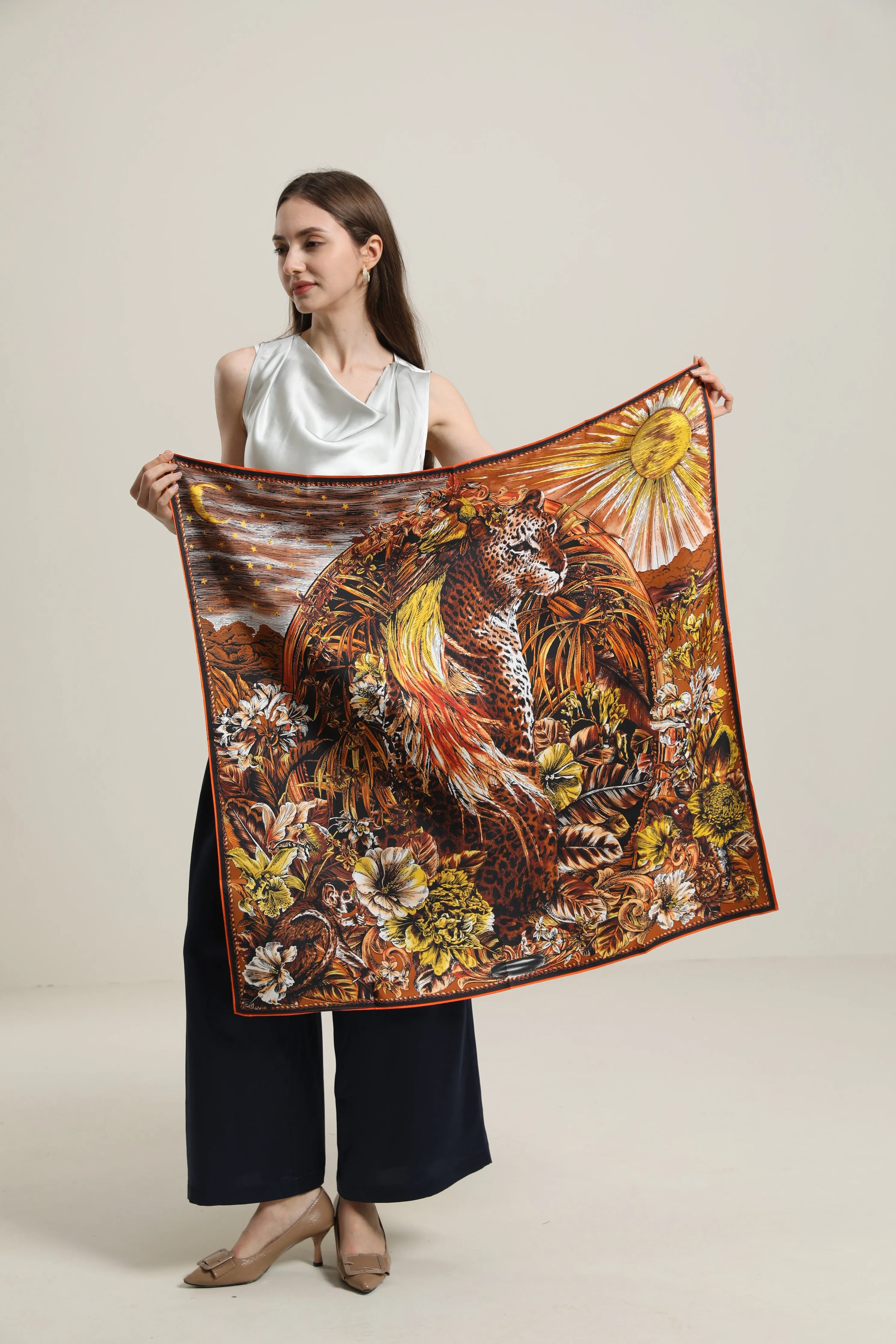 Vintage Tiger Silk Scarf sold by DAISYSILK product image thumbnail 5