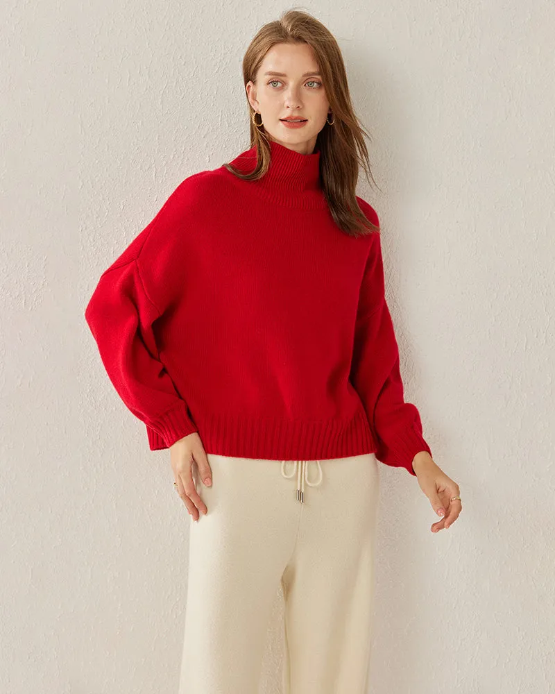 Luxe Oversized Cashmere Turtleneck Sweater sold by DAISYSILK product image thumbnail 4