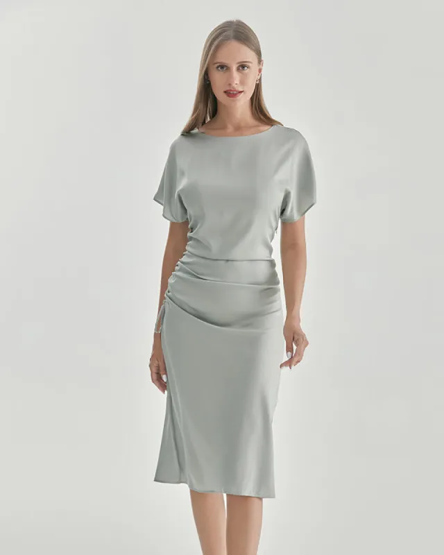 Silk Short Sleeve Pleated Dress sold by DAISYSILK