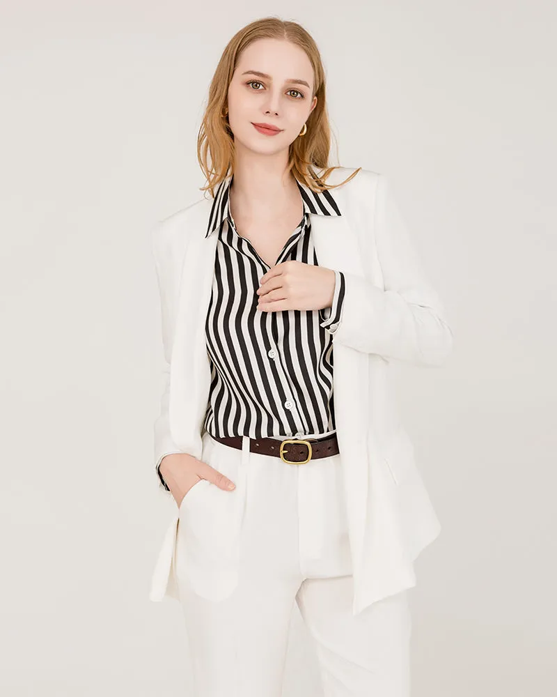 Relaxed Fit Vertical Stripe Silk Shirts sold by DAISYSILK product image thumbnail 5