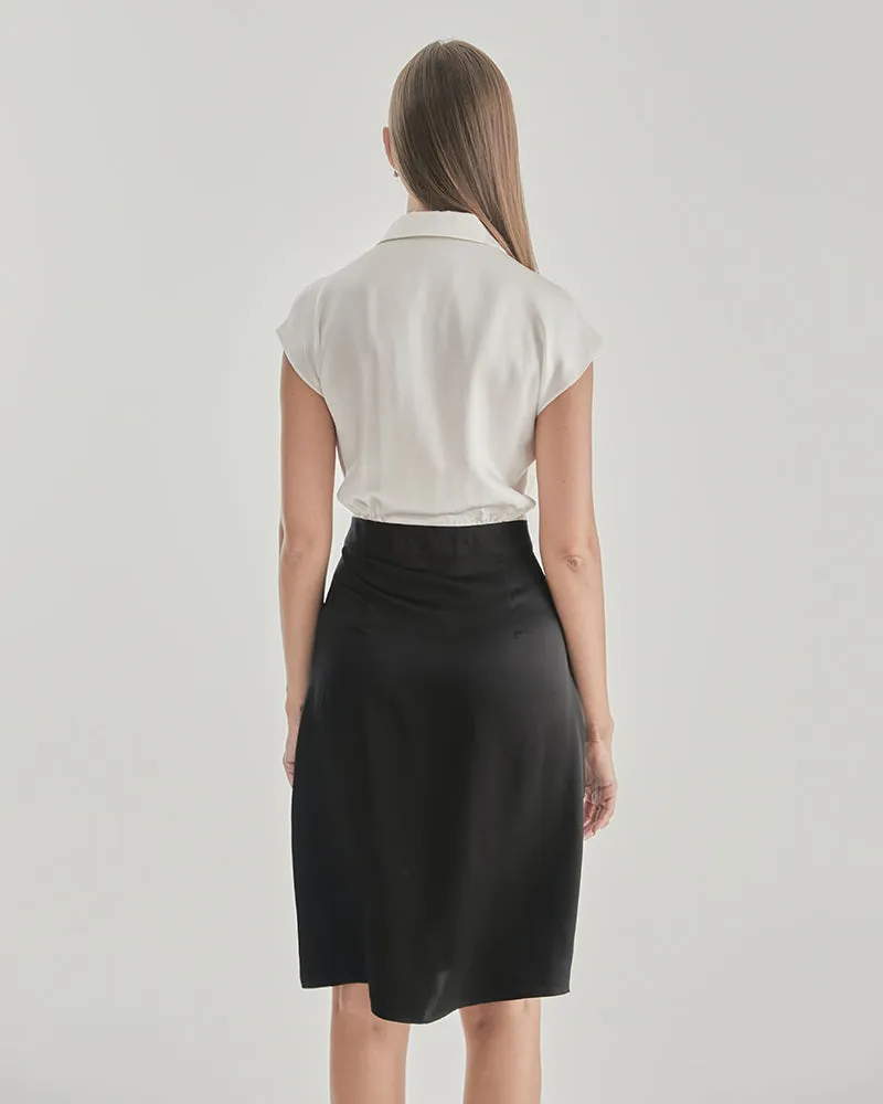 Silk Dress with White Shirt and Black Skirt sold by DAISYSILK product image thumbnail 4
