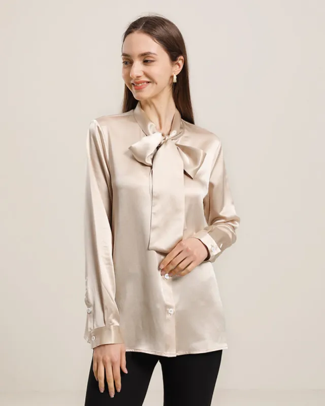 Elegant Silk Bow Tie Blouse sold by DAISYSILK
