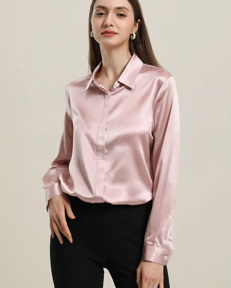 22Momme Silk Blouse with Hidden Buttons sold by DAISYSILK