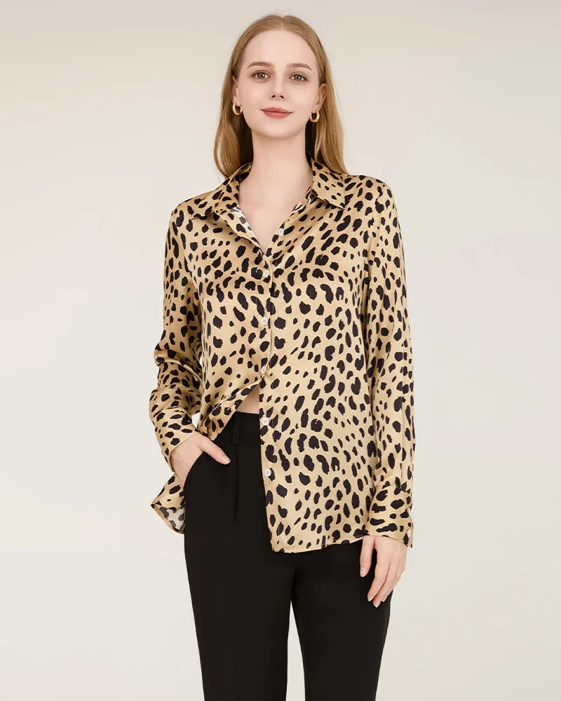Leopard Print Silk Shirt For Women sold by DAISYSILK product image thumbnail 3