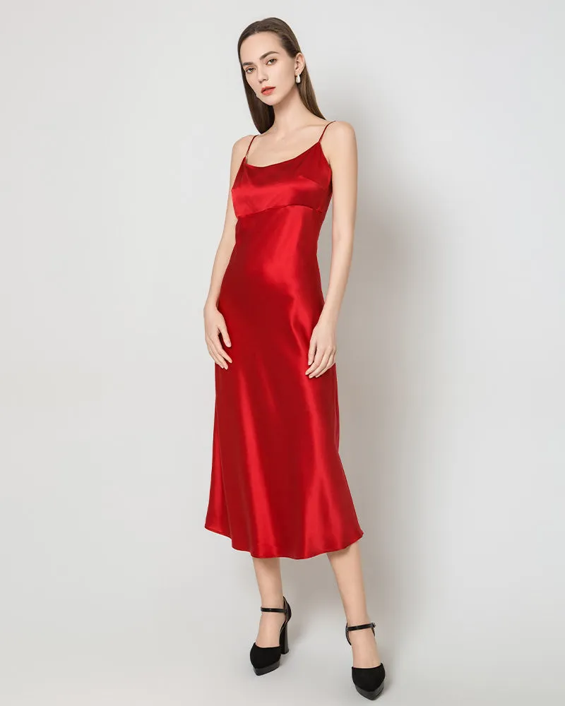 Solid Color Silk Satin Slip Long Dress sold by DAISYSILK product image thumbnail 5