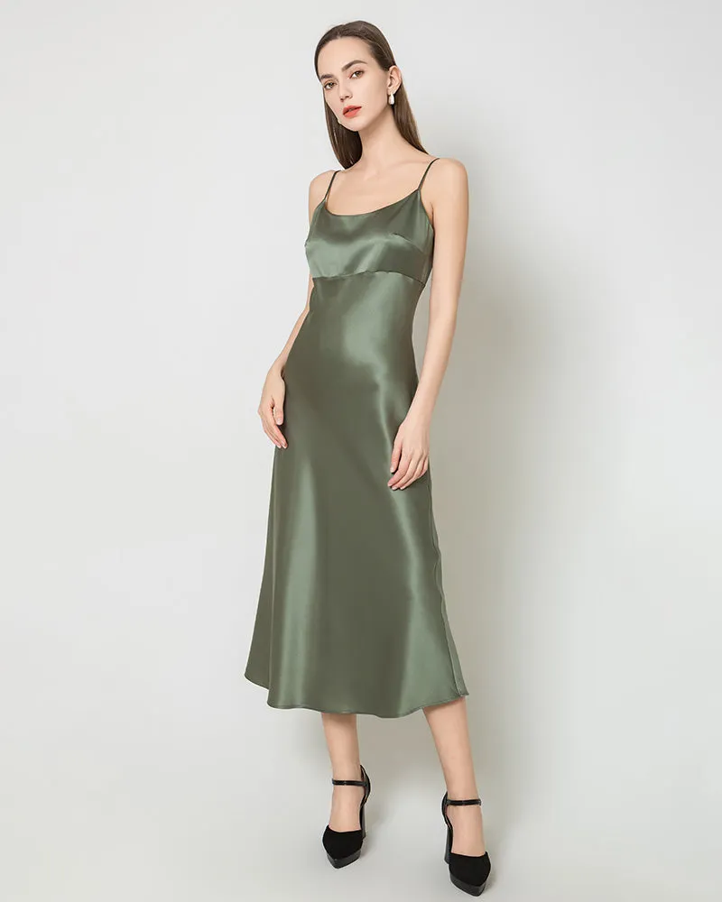 Solid Color Silk Satin Slip Long Dress sold by DAISYSILK product image thumbnail 2