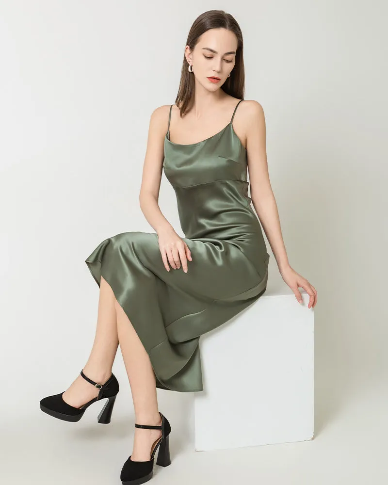 Solid Color Silk Satin Slip Long Dress sold by DAISYSILK product image thumbnail 3