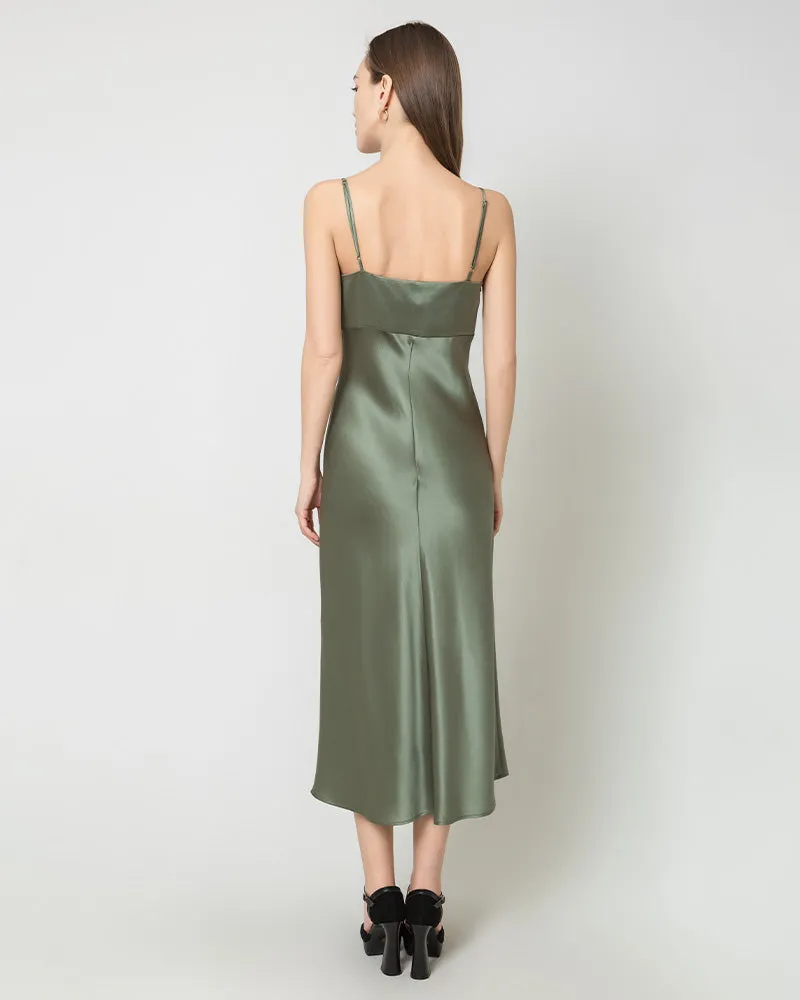 Solid Color Silk Satin Slip Long Dress sold by DAISYSILK product image thumbnail 4