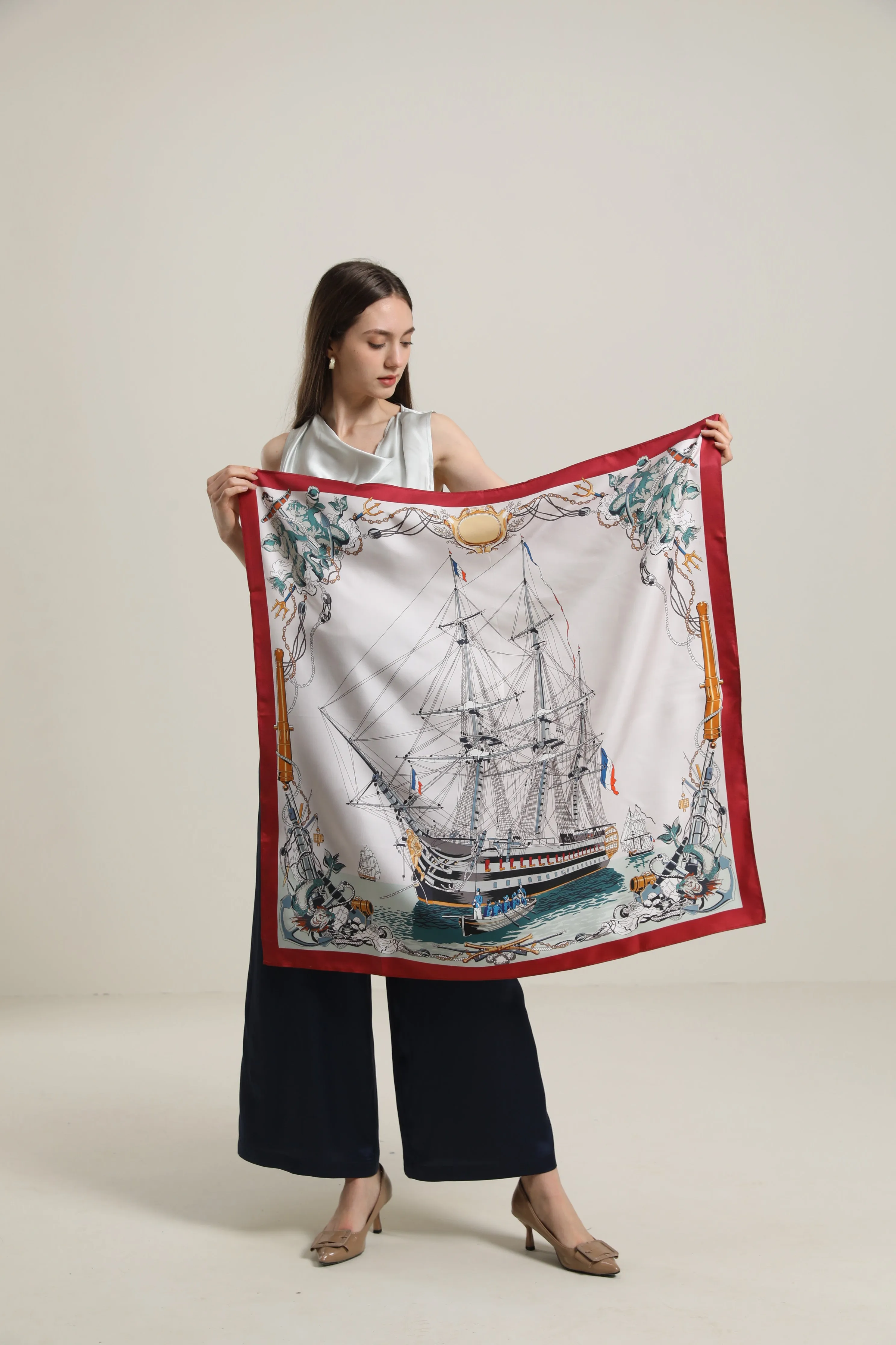 Silk Graceful Scarf with Boat Pattern sold by DAISYSILK product image thumbnail 2