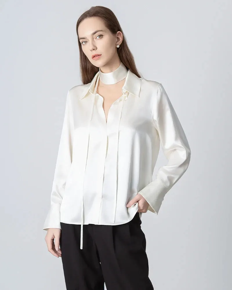 Long Sleeves Tie Neck Silk Shirt for Women sold by DAISYSILK product image thumbnail 4