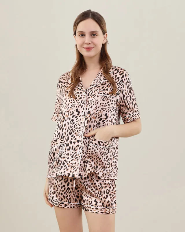 Leopard Short Silk Pajama Set sold by DAISYSILK