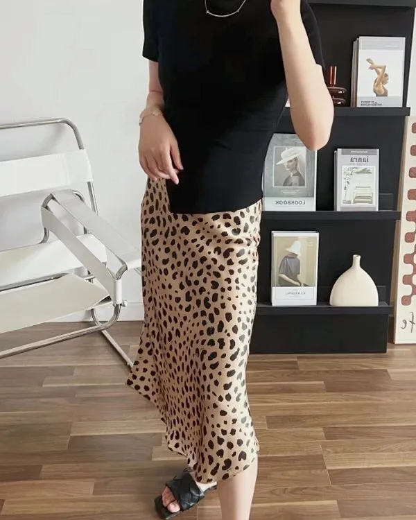 Leopard Print 100% Silk Midi Skirts sold by DAISYSILK product image thumbnail 5