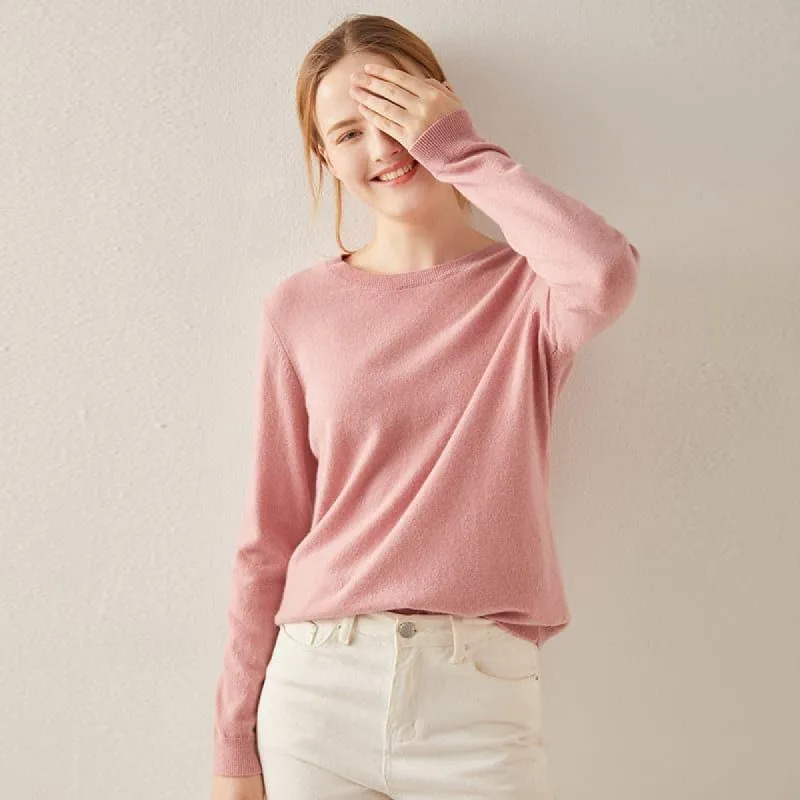 Classic-Fit Crewneck Cashmere Sweater sold by DAISYSILK