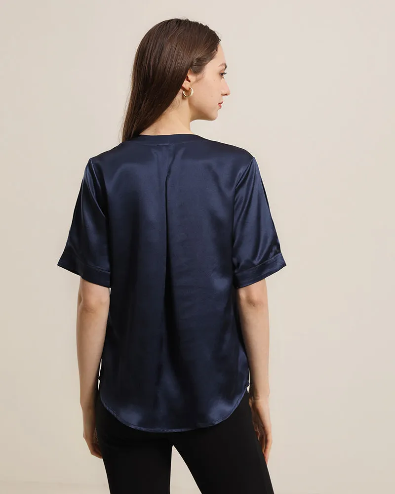 Short Sleeve V-neck Silk Blouse sold by DAISYSILK product image thumbnail 2