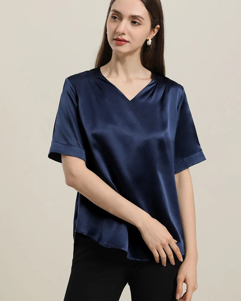 Short Sleeve V-neck Silk Blouse sold by DAISYSILK product image thumbnail 3