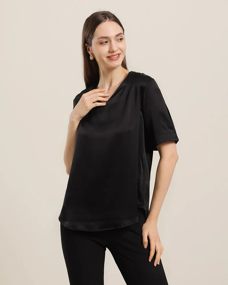 Short Sleeve V-neck Silk Blouse sold by DAISYSILK product image thumbnail 5