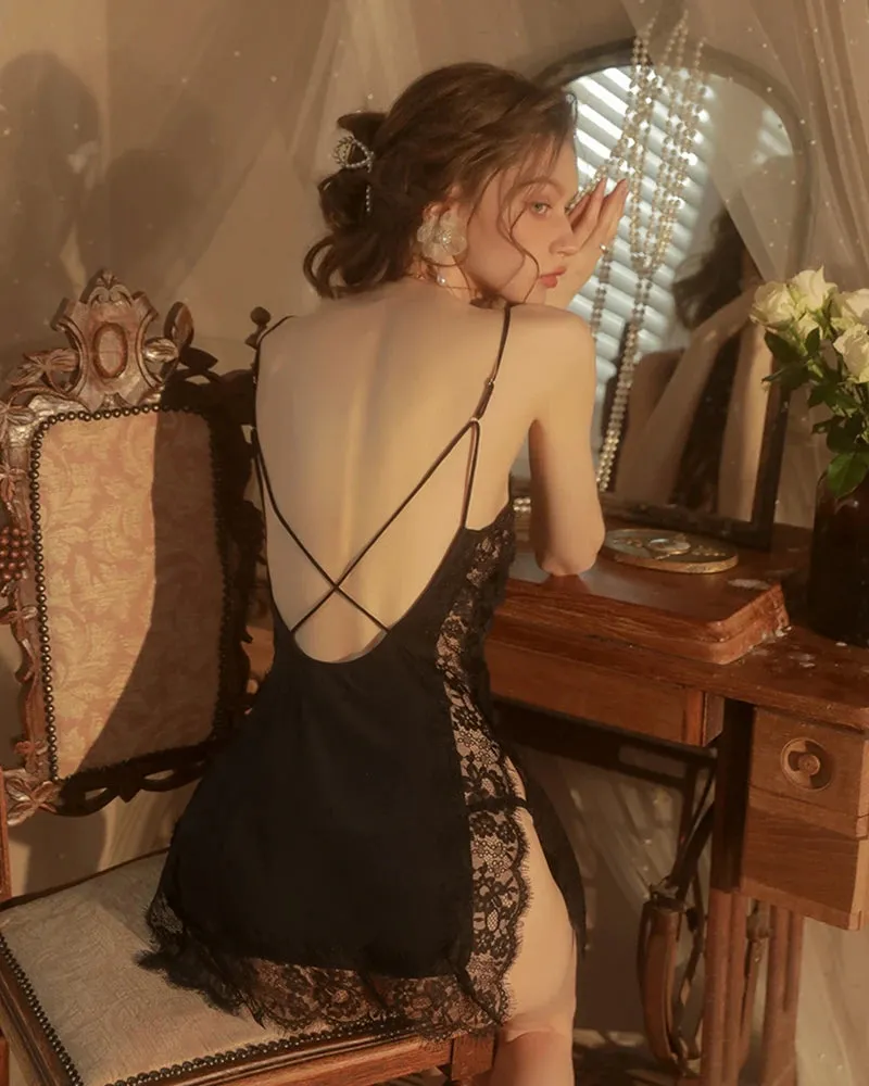 Cross Back V-neck Short Silk Nightgown sold by DAISYSILK product image thumbnail 2