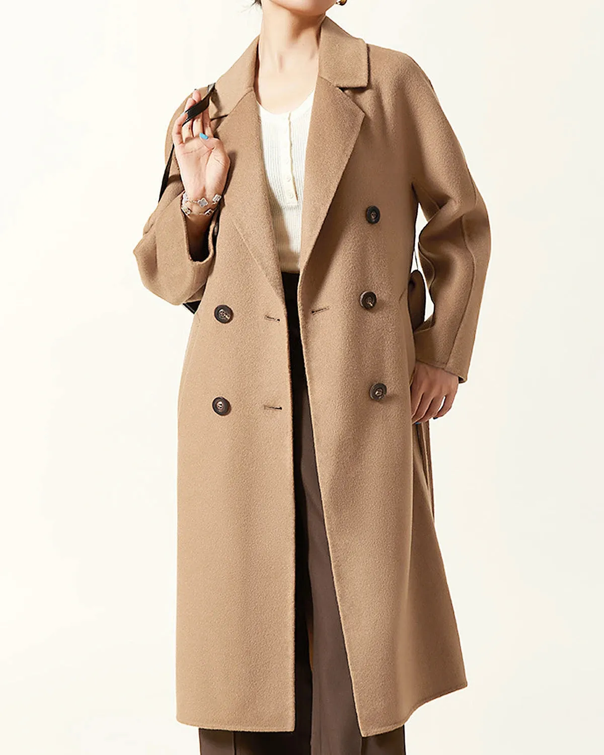 Double-breasted Belted Wool Coat sold by DAISYSILK product image thumbnail 5